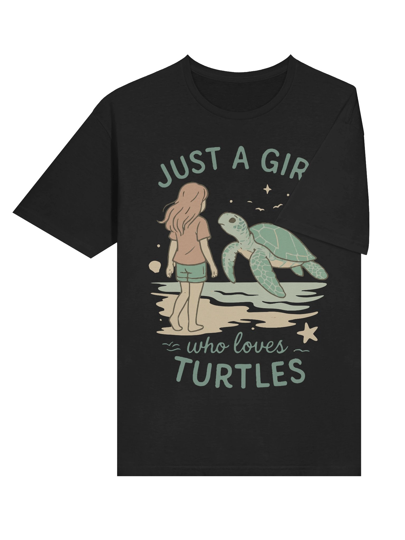 ust a Girl Who Loves Turtles Graphic – Cute Sea Turtle Ocean Lover Retro Beach Illustration for Women and Girls product image (62)