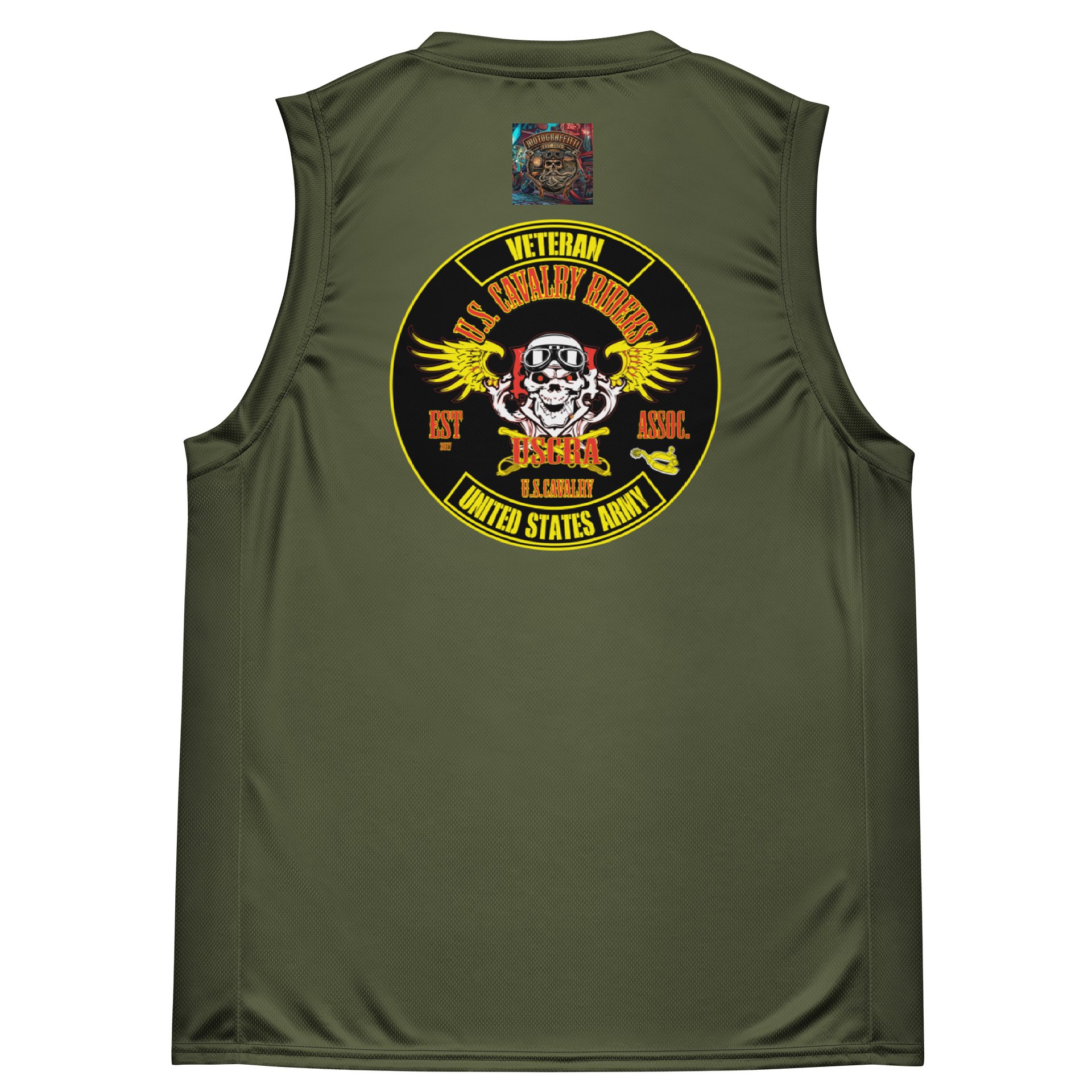 U.S. Cavalry Riders Skull Basketball Jersey OD Green product image (4)
