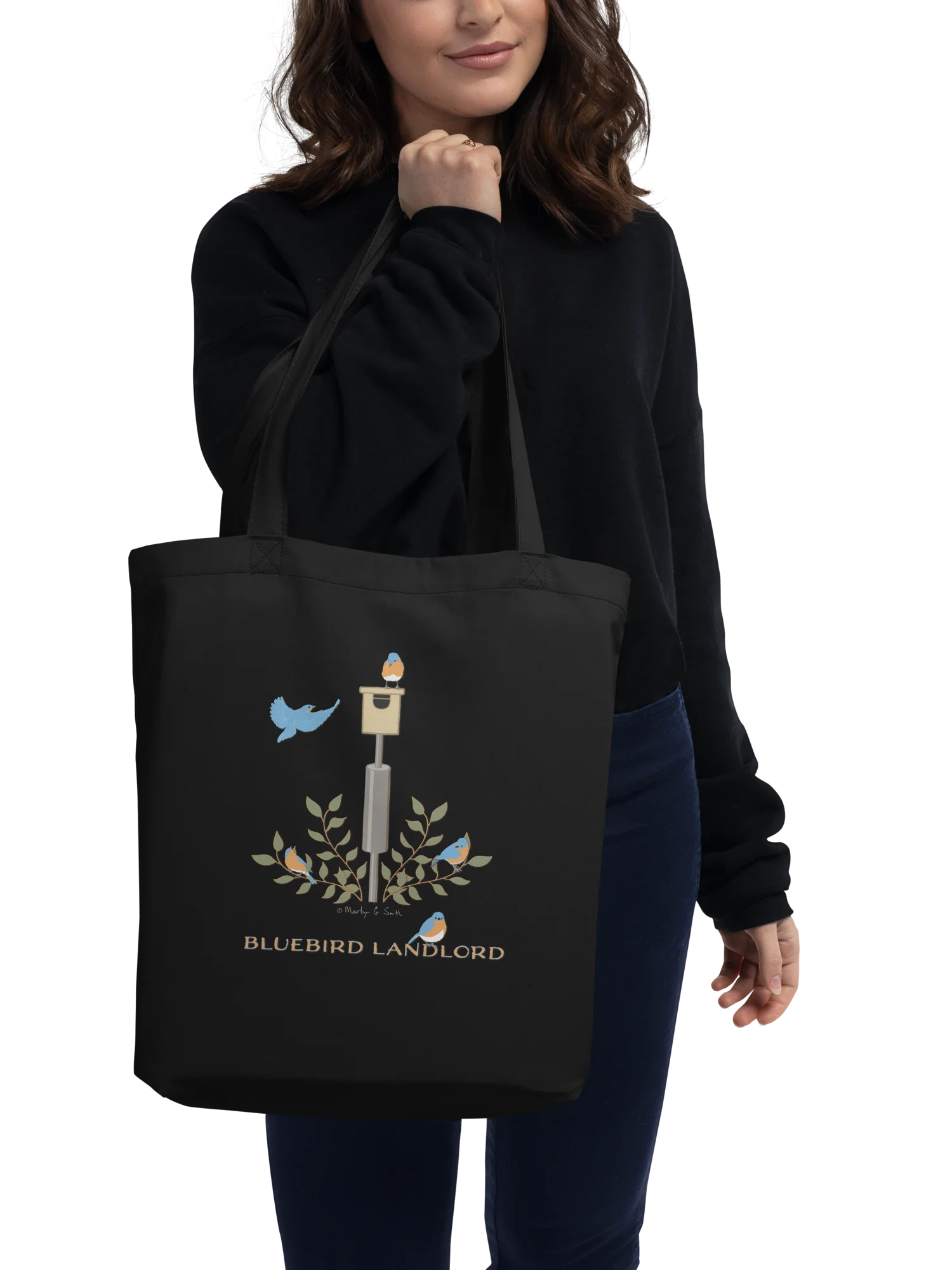 "Bluebird Landlord" Organic Tote in Black product image (1)