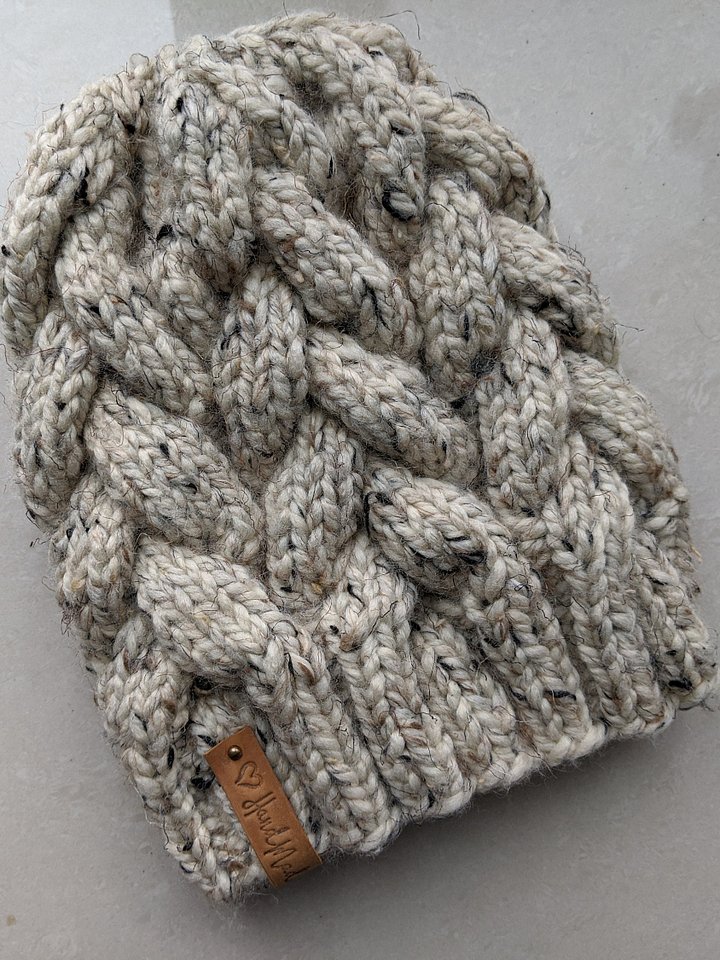 Super Bulky Oatmeal Cable Hat Knitting Pattern product image (1)