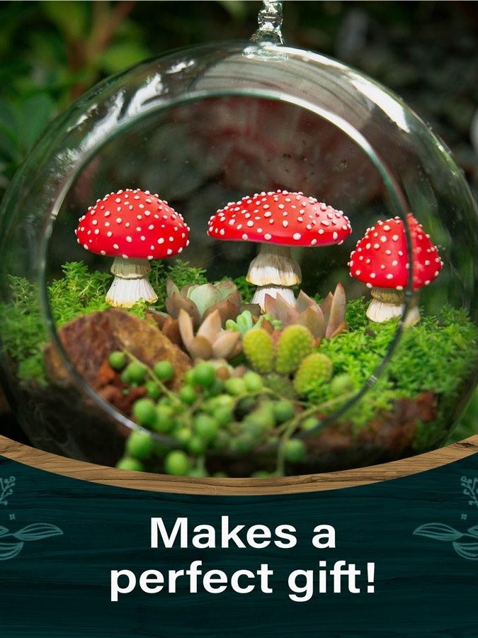 Glow-in-the-Dark Garden Mushrooms — Fairy Garden Decor, Outdoor Mushroom Figurines product image (3)