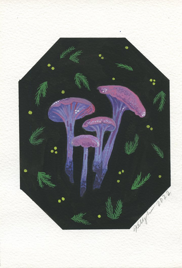 Purple Mushrooms - Gouache Painting product image (1)