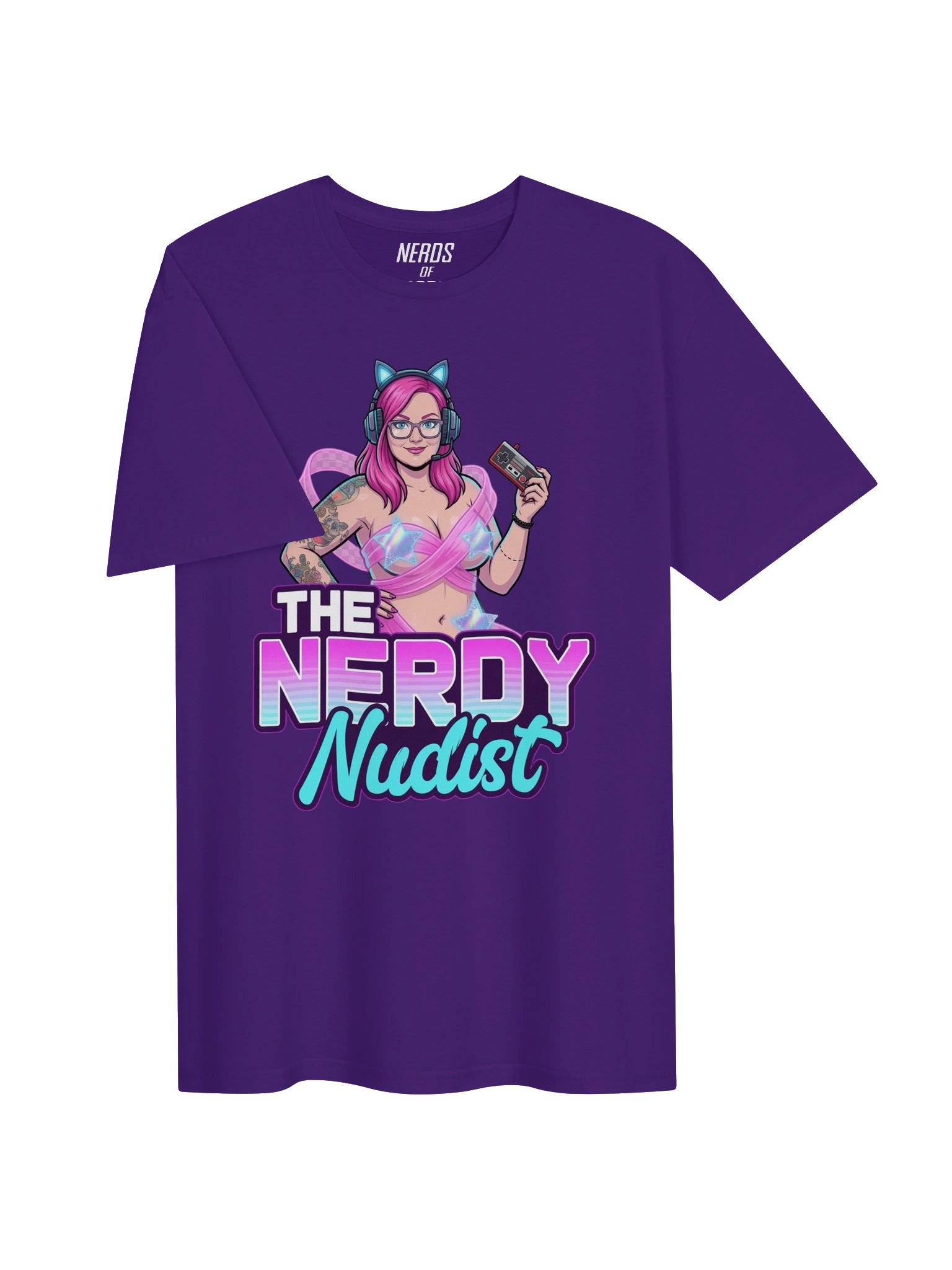Nerdy Nudist Logo Tee (purple, navy) product image (3)