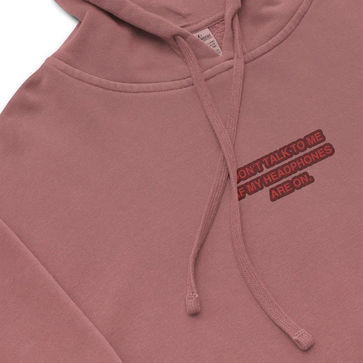 HEADPHONES ON (cherry design) embroidered pigment hoodie product image (1)