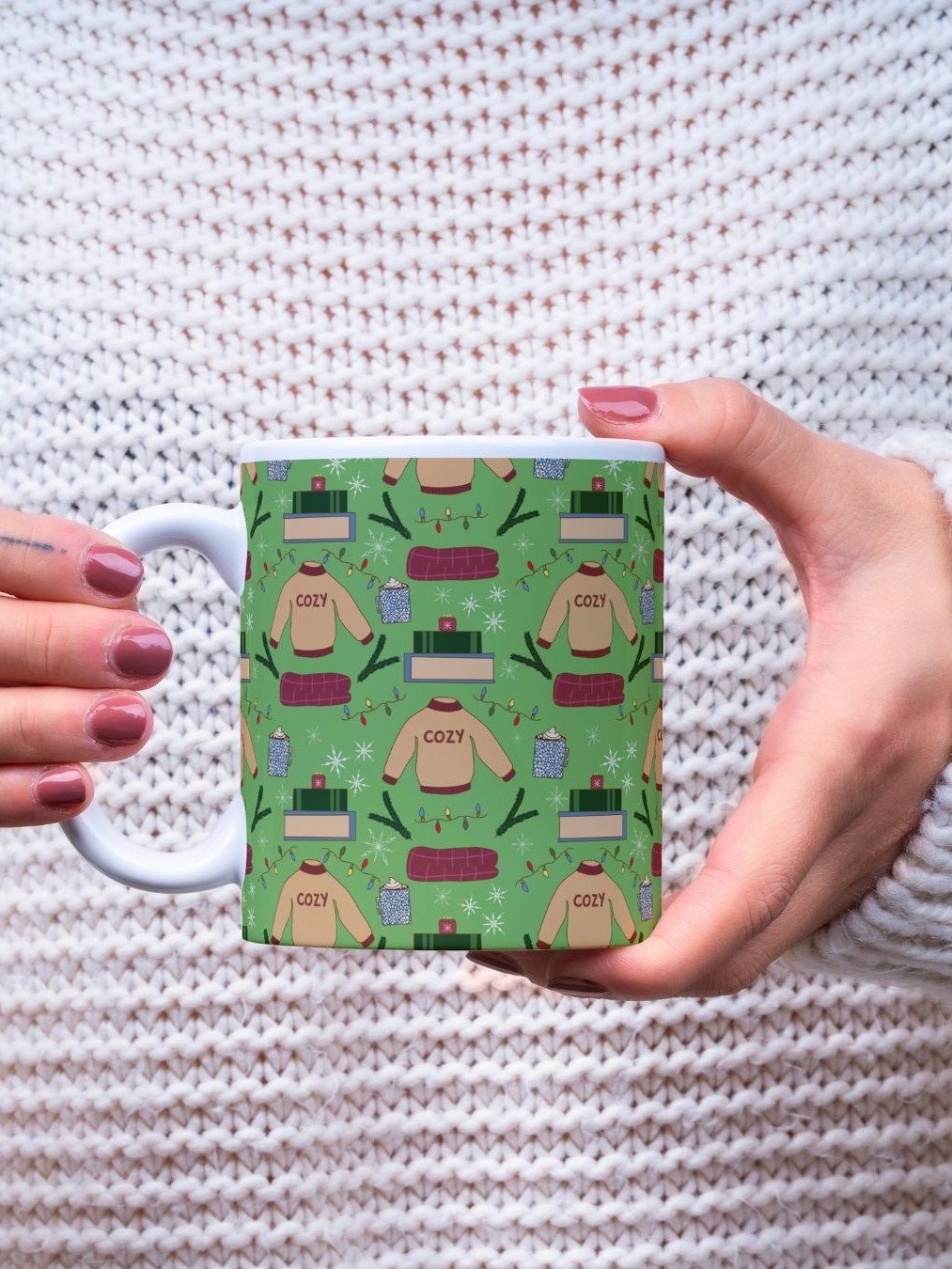 Cozy Winter Pattern Mug in Green product image (1)
