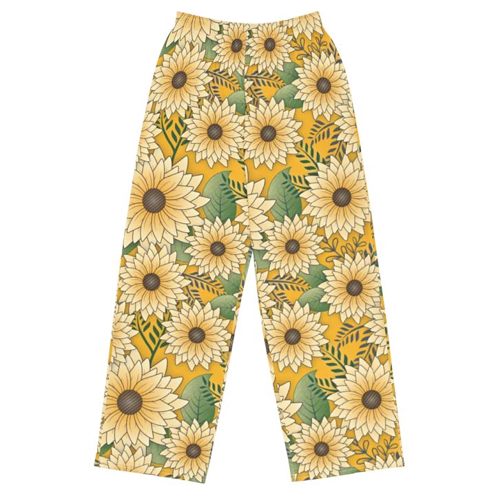 Bold Sunny Sunflower Floral Prints Wide-Leg Pants product image (1)