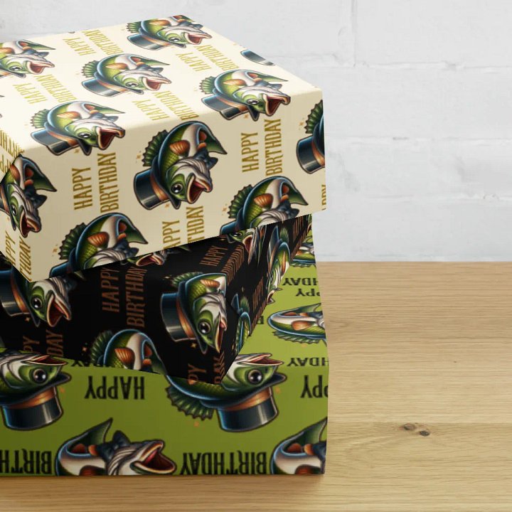 Wrapping Paper Sheets Happy Birthday With A Dapper Jumping Bass Gift Wrap Set product image (2)