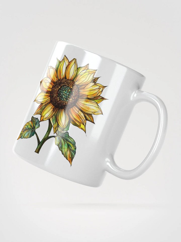 Stained Glass Sunflower White Glossy Mug product image (2)