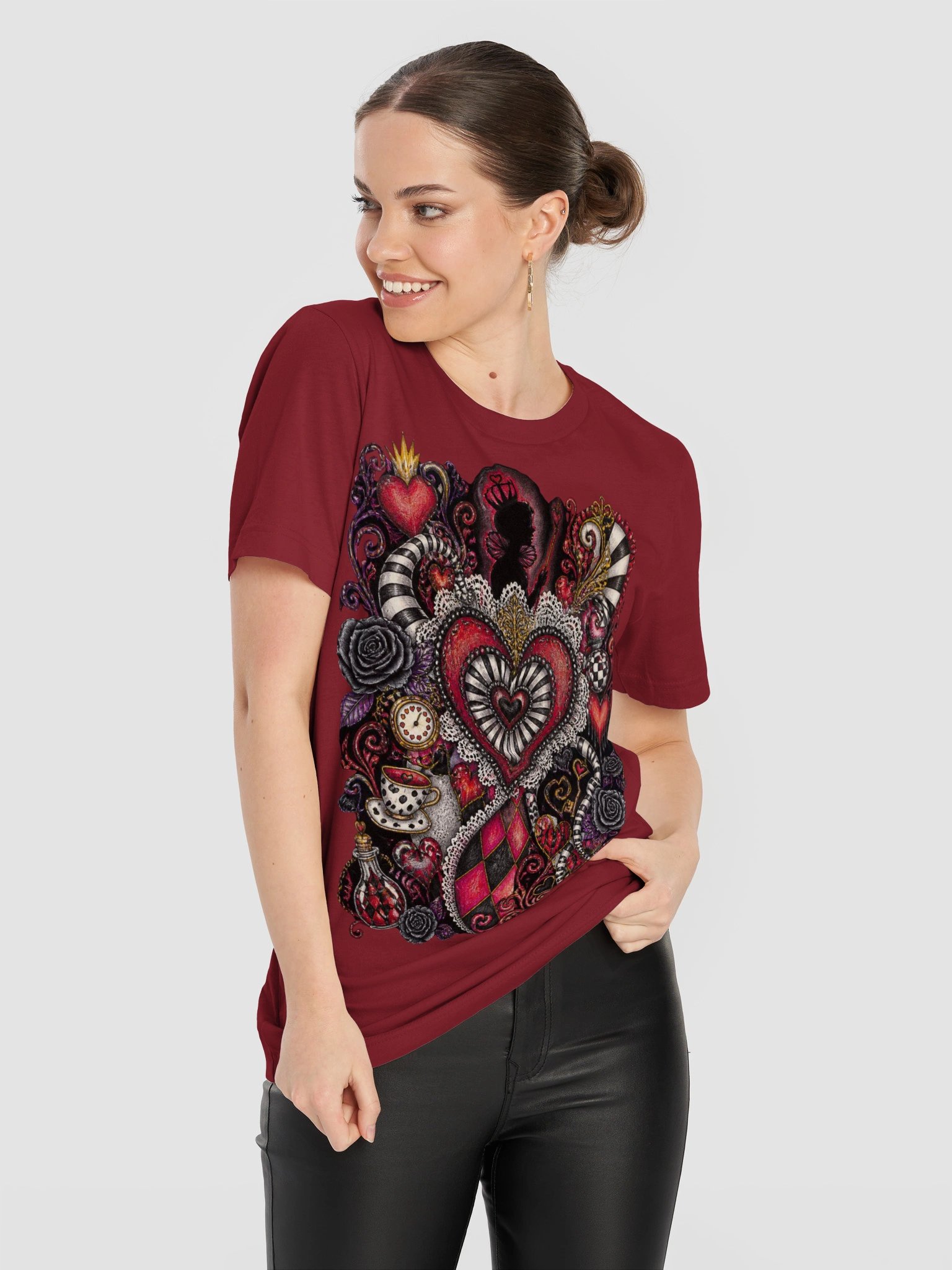 Queen of Hearts Wonderland Collage Shirt, Whimsigoth Dark Alice Graphic product image (54)
