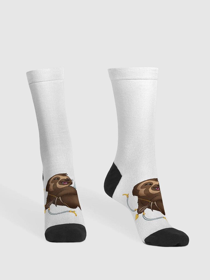 White Cupid Sloth Crew Socks product image (2)