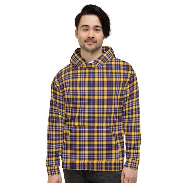 Purple and Yellow Gold Sporty Plaid Hoodie product image (2)