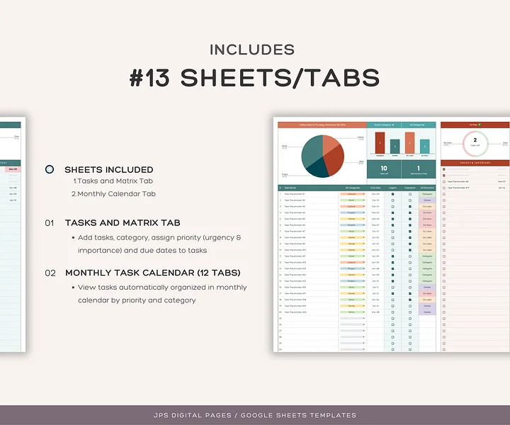 Priority Tracker Eisenhower Matrix, Google Sheets Template product image (2)
