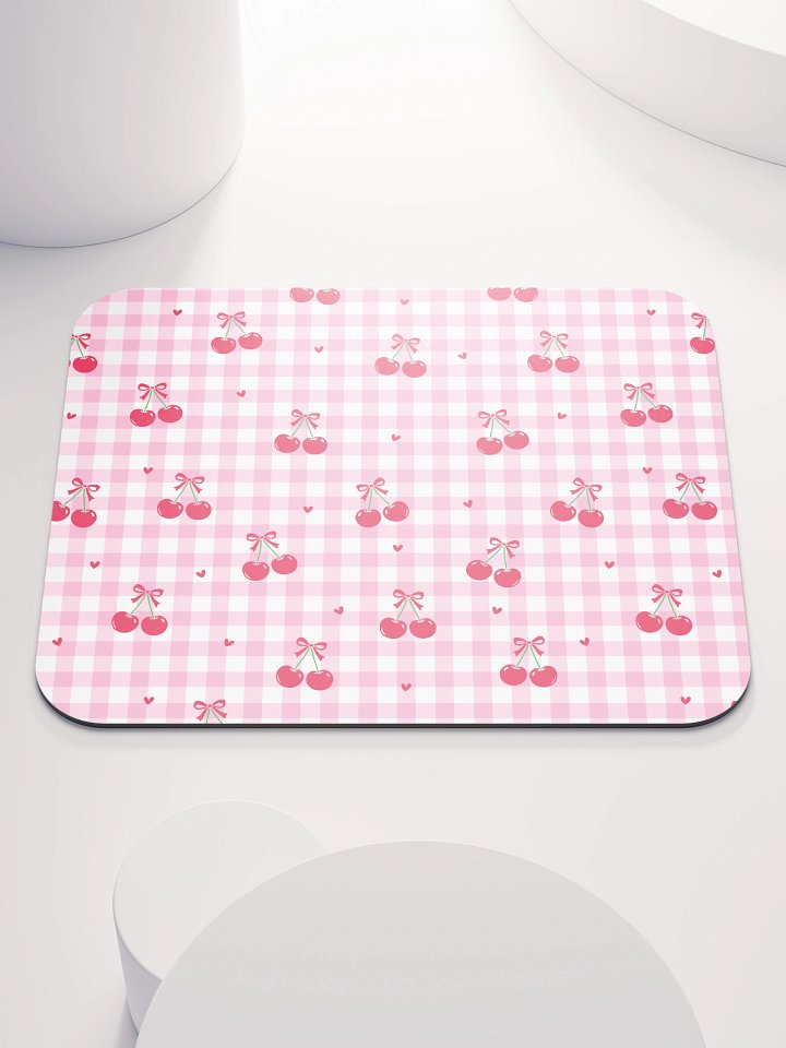 Cherries and Plaid Dreams Mouse Mat- 8.7" x 7.1" product image (1)