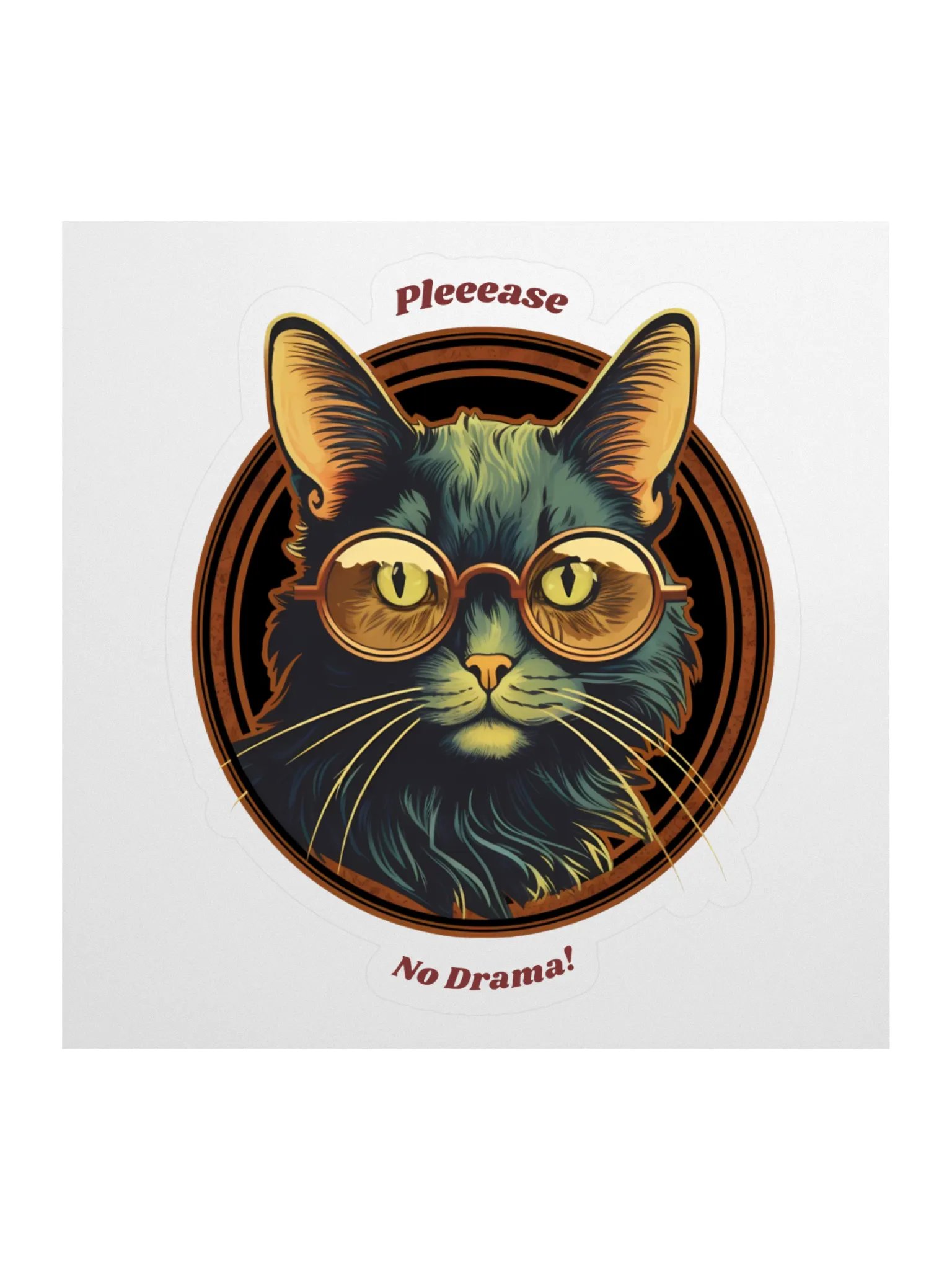 Cat with Glasses Please No Drama! Sticker product image (1)