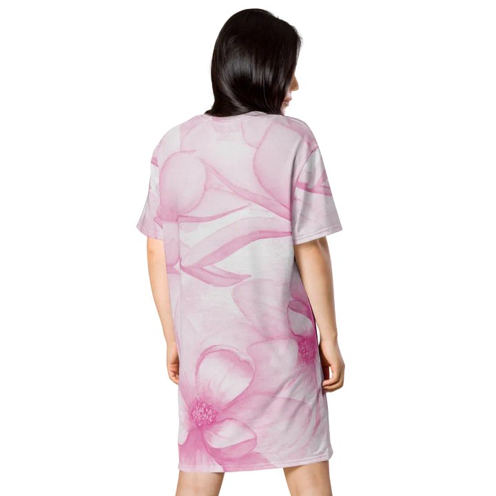 Watercolour Magnolia Flowers Pattern T-shirt Dress product image (2)