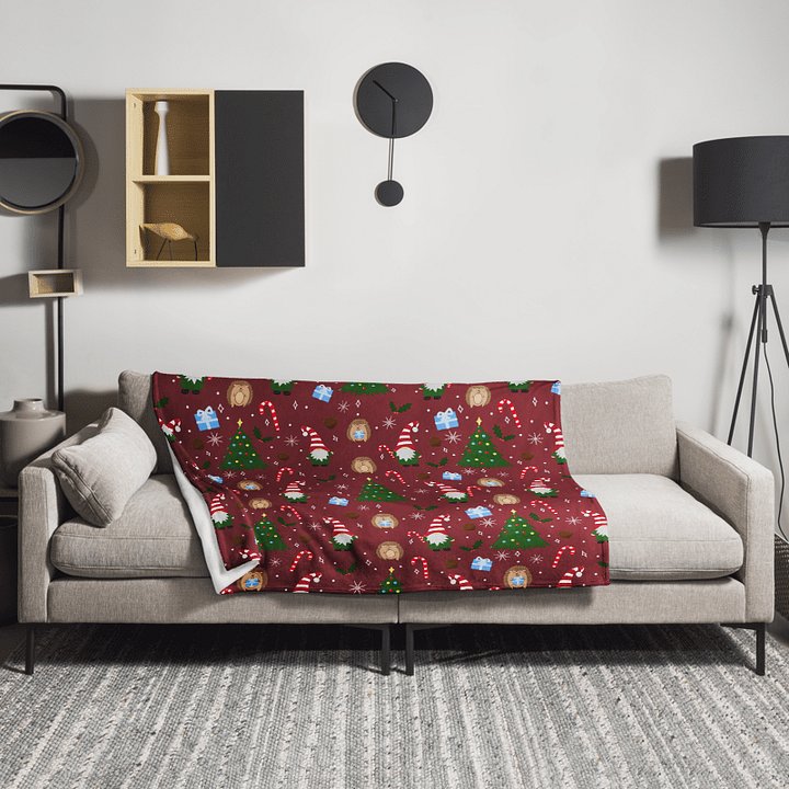 Christmas with my Gnomies in Red Throw Blanket product image (3)