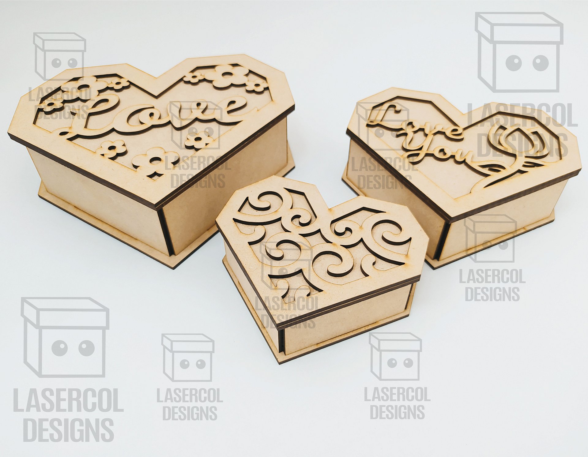 Heart Shaped Box Set 2 (5 Styles, 3 Sizes) - Laser Cut Files product image (4)