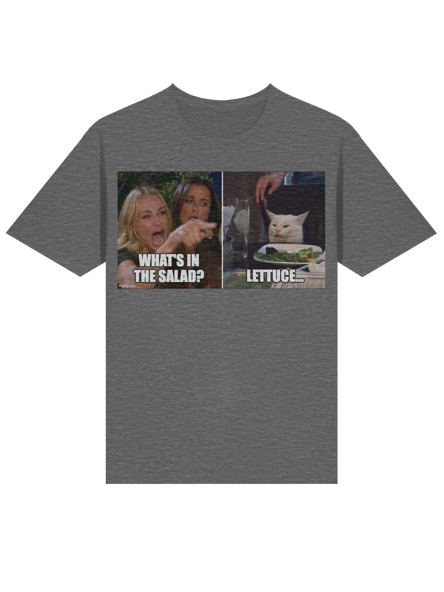 Funny Meme T-Shirt – Cat Meme Salad Tee – “What’s in the Salad? Lettuce” – Hawks Troll Shirt product image (3)