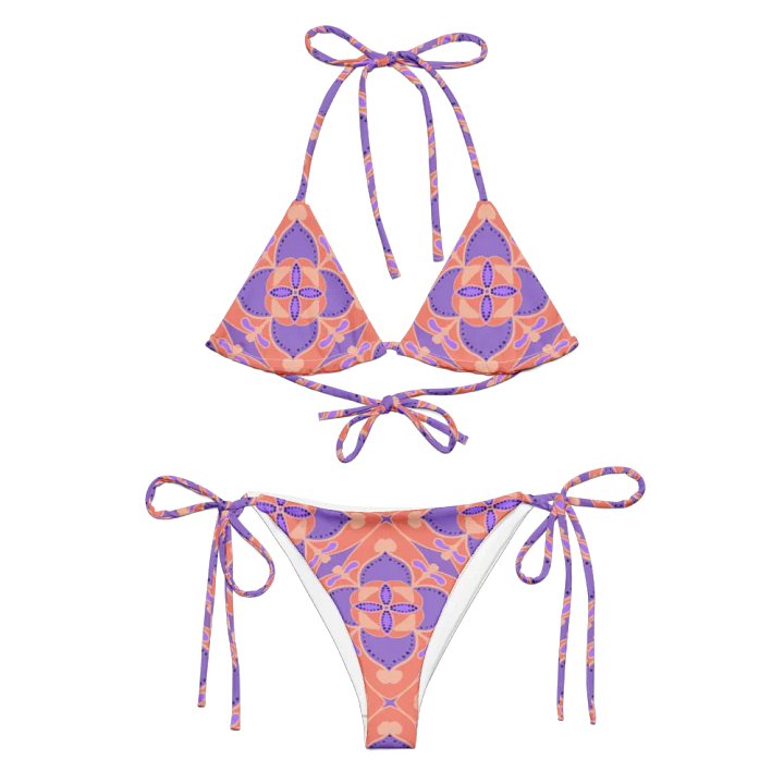 Pastel Orange and Mauve Pattern String Bikini product image (2)