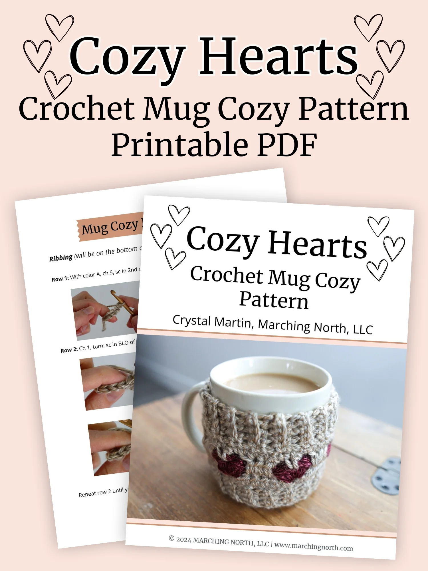 Cozy Hearts Crochet Mug Cozy (Digital PDF Pattern) product image (3)