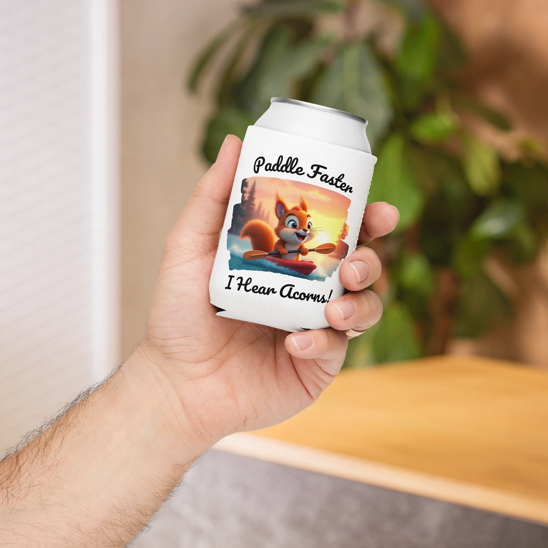 Paddle Faster, I Hear Acorns – Funny Kayaking Red Squirrel Coozie Can Cooler product image (4)
