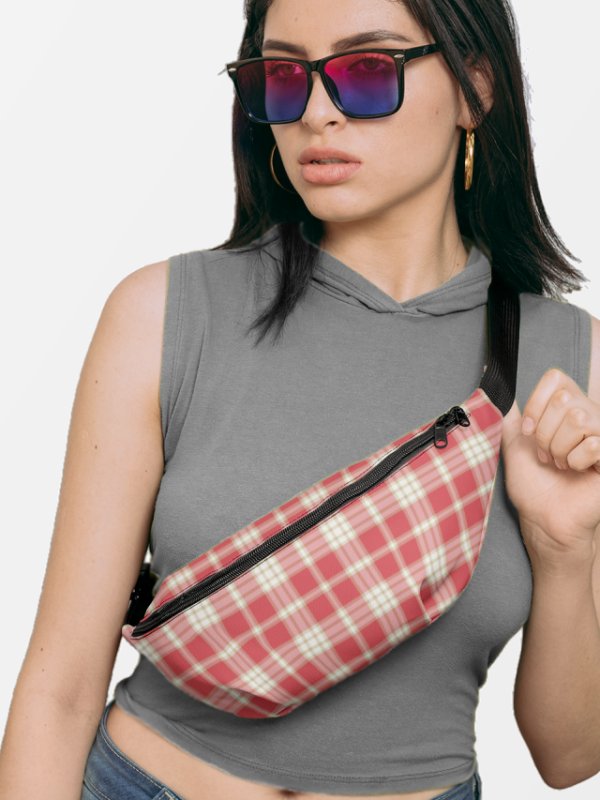 Coral Pink Plaid Fanny Pack product image (1)