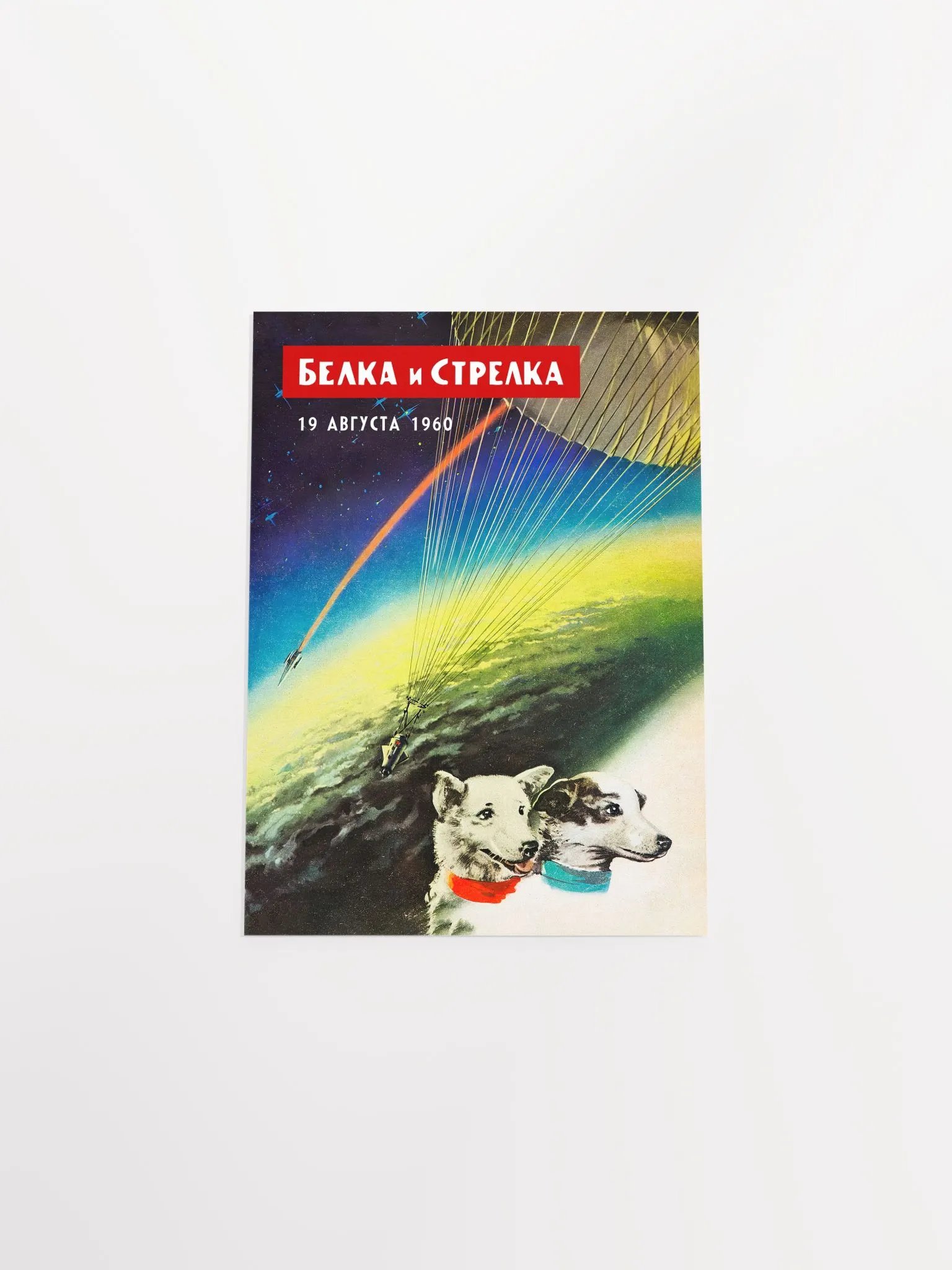 Belka and Strelka, USSR, 1960 (First Soviet space dogs) — Soviet vintage space art poster, soviet poster, propaganda poster, soviet retro space, space wall art product image (6)
