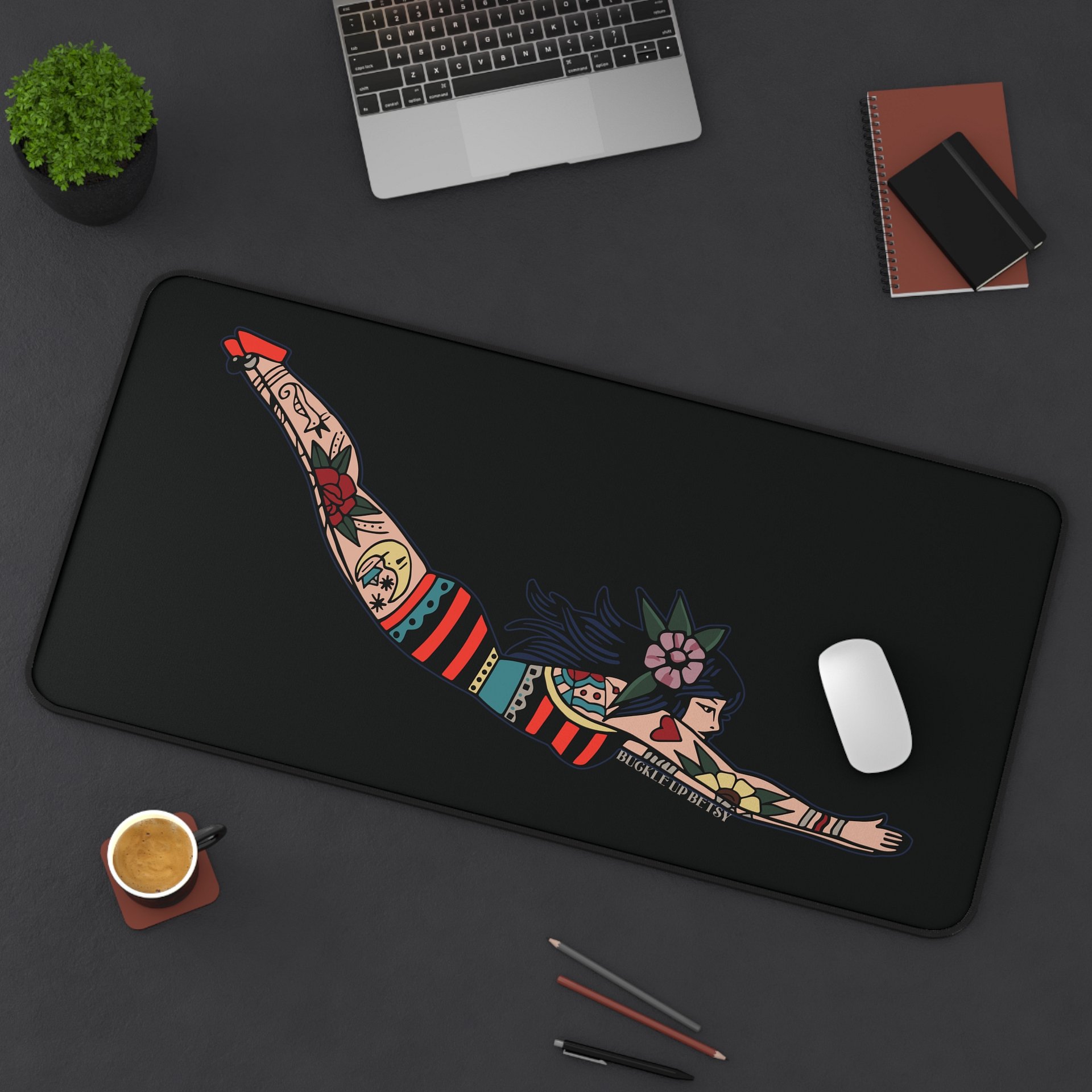 Vintage Diving Lady Tattooed Desk Mat product image (1)