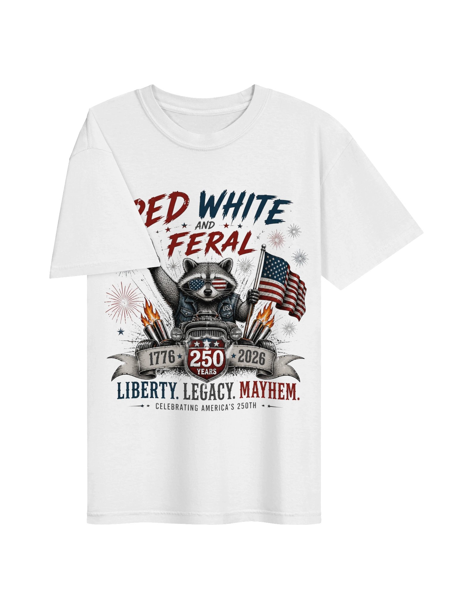 Red White Feral Raccoon America 250th Patriotic product image (3)