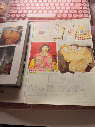 My work in progress I worked on my stream today…”Flaming June” master study just for fun…love how it is coming out! #sketches...