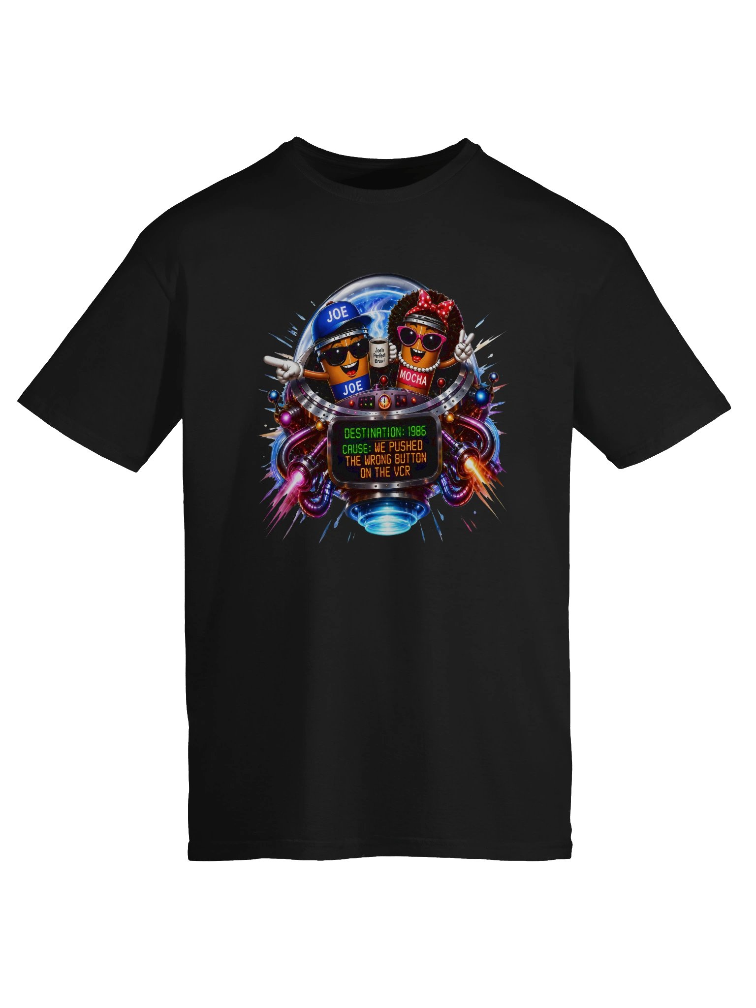 1986 🚀 JOE & MOCHA'S TIME TRAVEL ADVENTURES™ Fueled by Coffee. Powered by Bad Decisions. product image (5)