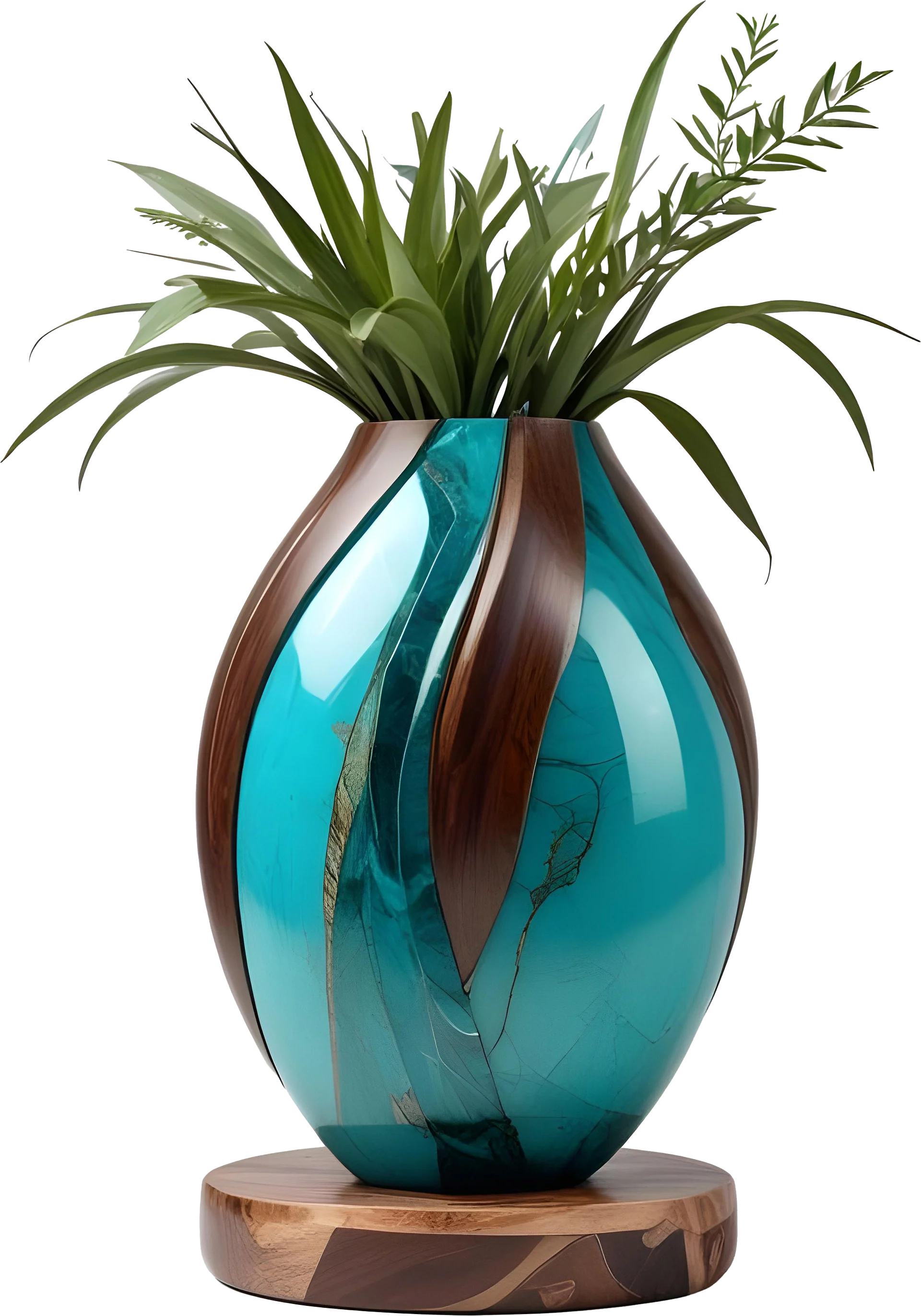 Song of Waves – Aqua Art Deco Vase PNG product image (1)