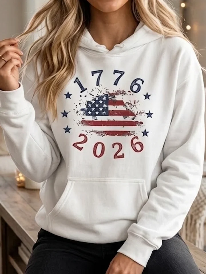 1776 2026 Distressed American Flag Patriotic Hoodie — USA 250th Anniversary Sweatshirt product image (1)