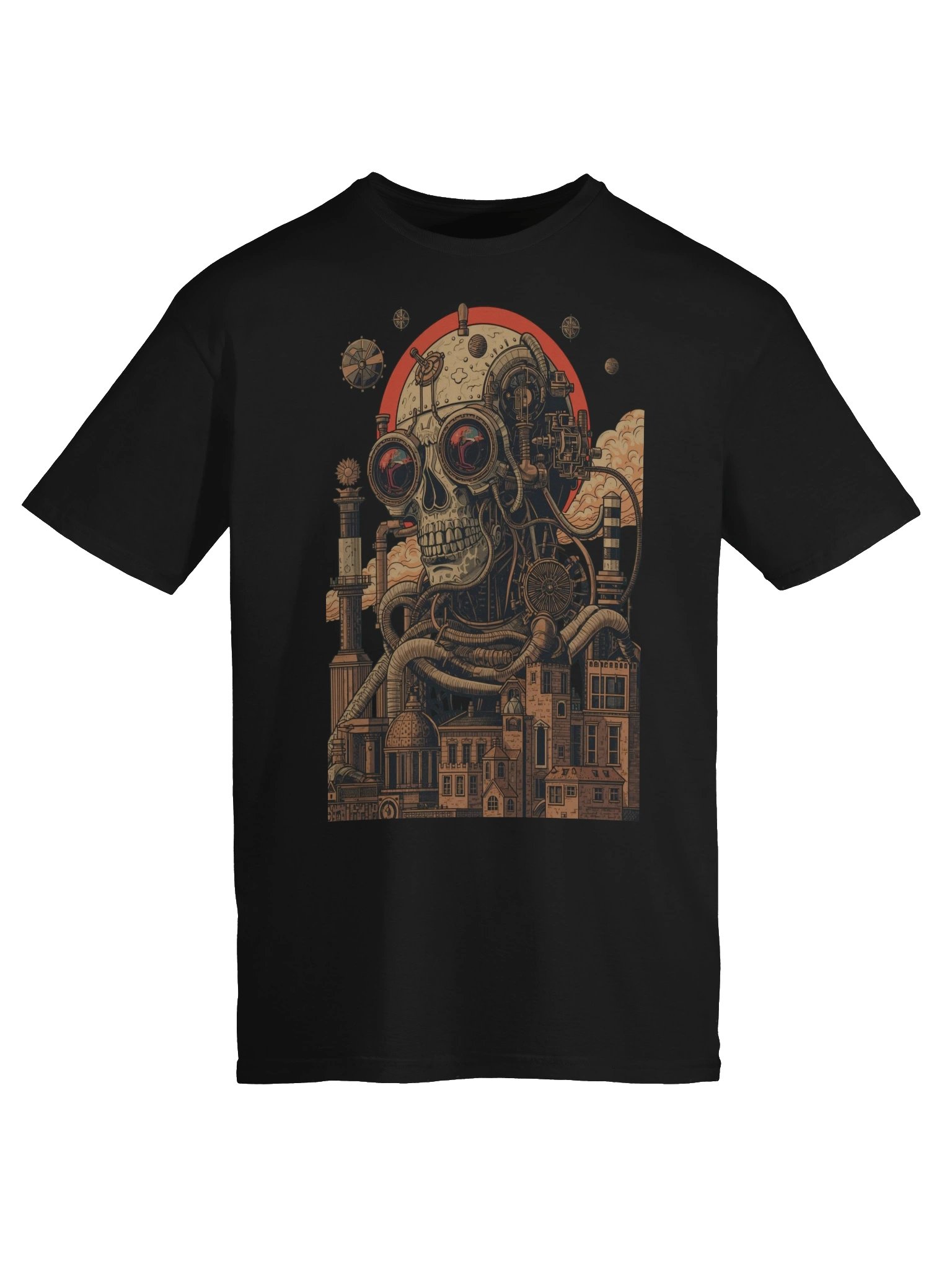 Mechanical Skull Future City T-Shirt product image (4)