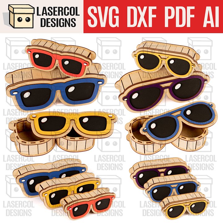 Glasses Shaped Boxes Bundle Set 1 & 2 - Laser Cut Files product image (1)