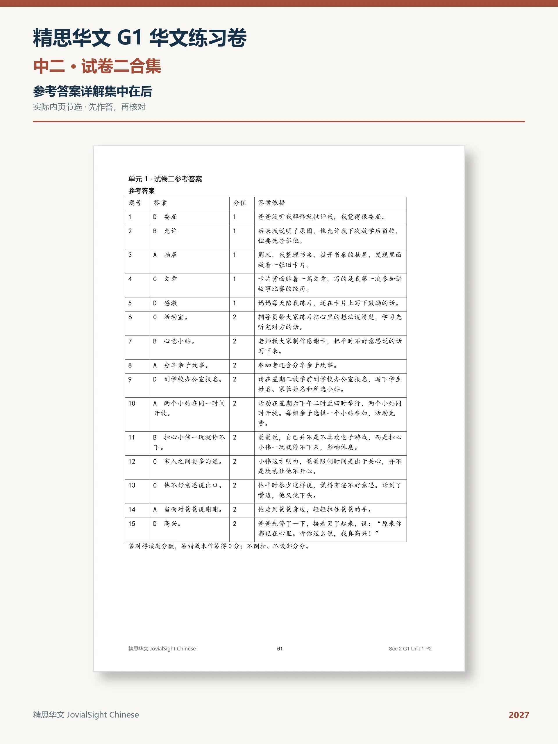 中二 G1 华文试卷二练习合集｜Secondary 2 G1 Chinese Paper 2 Practice product image (4)