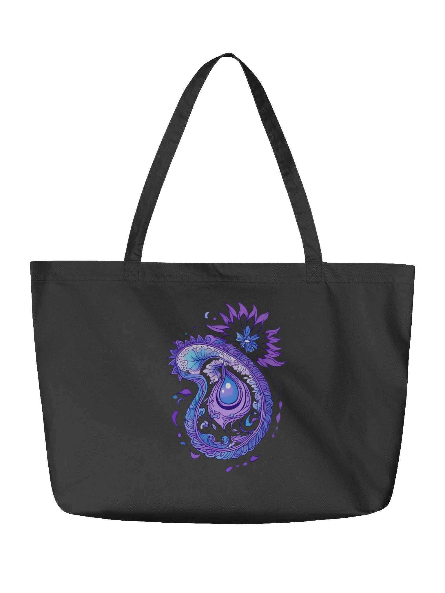 Indigo Paisley Flower - Eco-conscious Organic Cotton Tote product image (3)