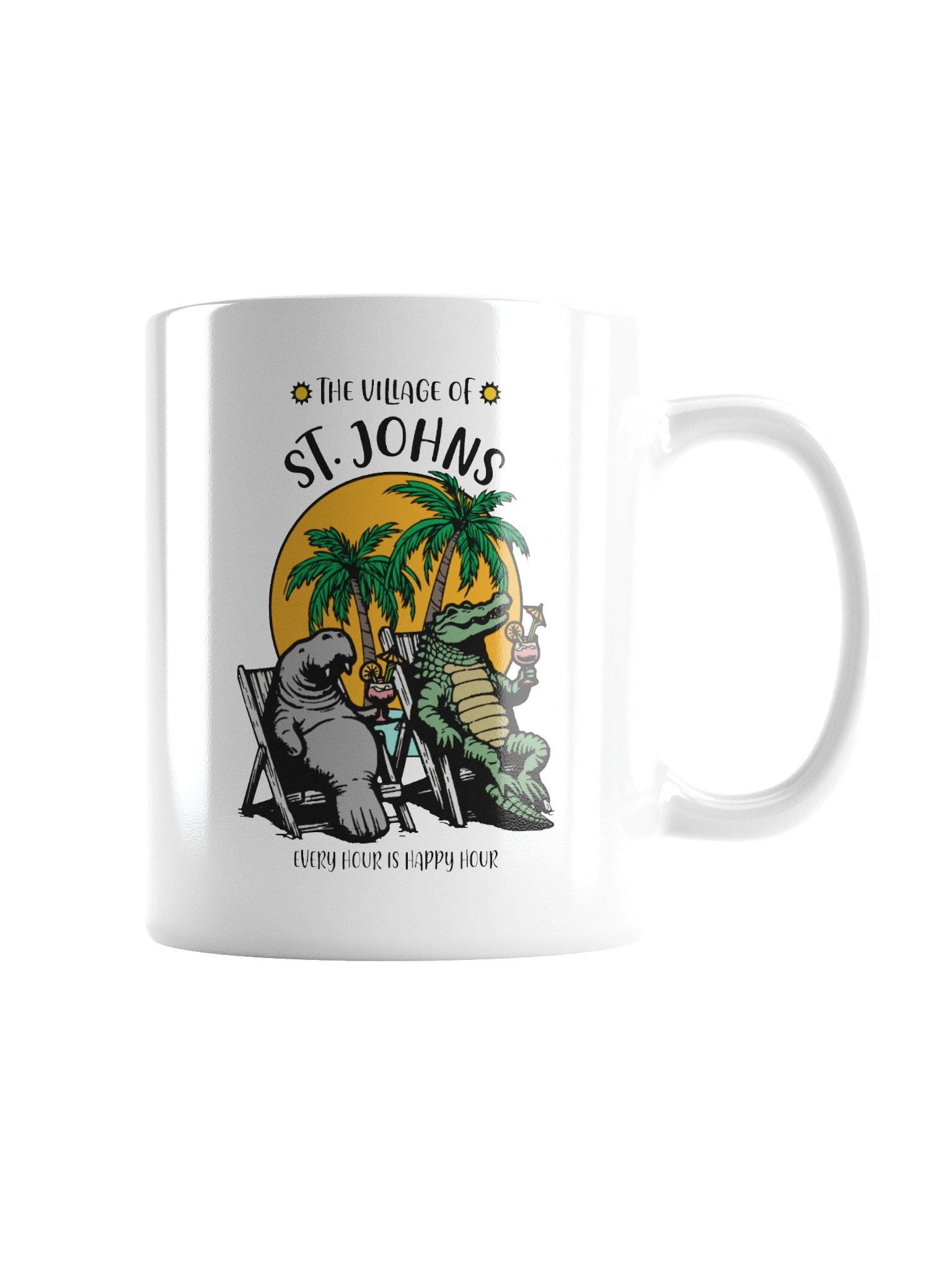 The Village of St Johns TV Florida USA Fun Manatee Alligator Design Coffee Mug product image (4)