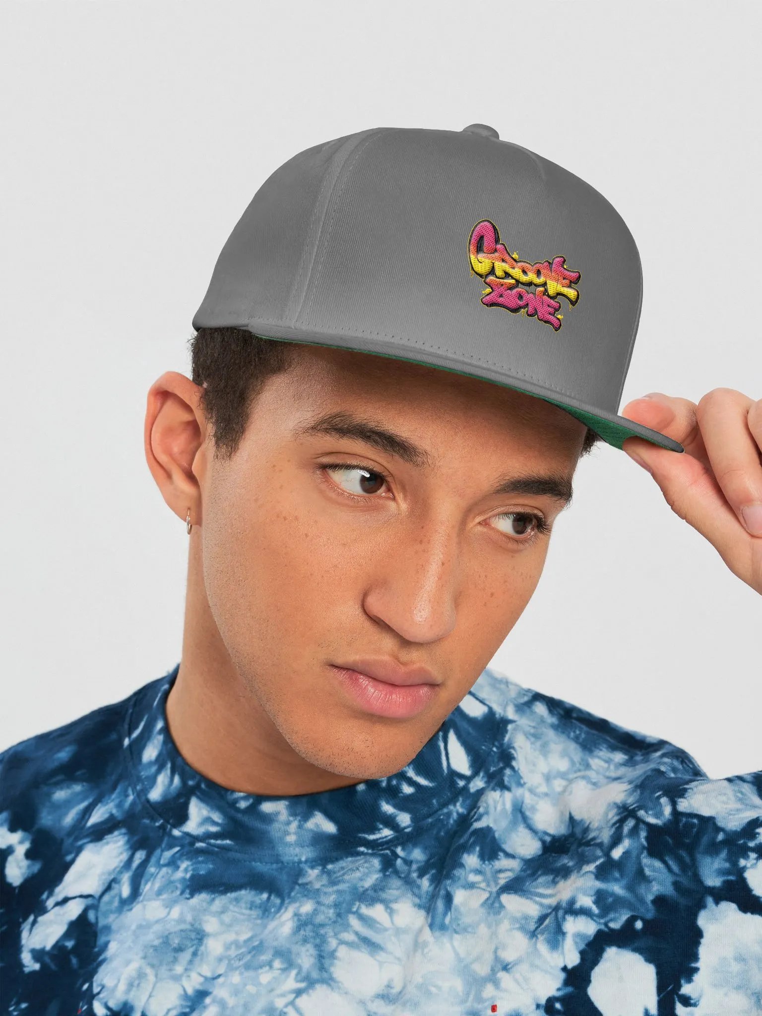 [GrooveZone] Flat Snapback Cap ft. green undervisor product image (22)