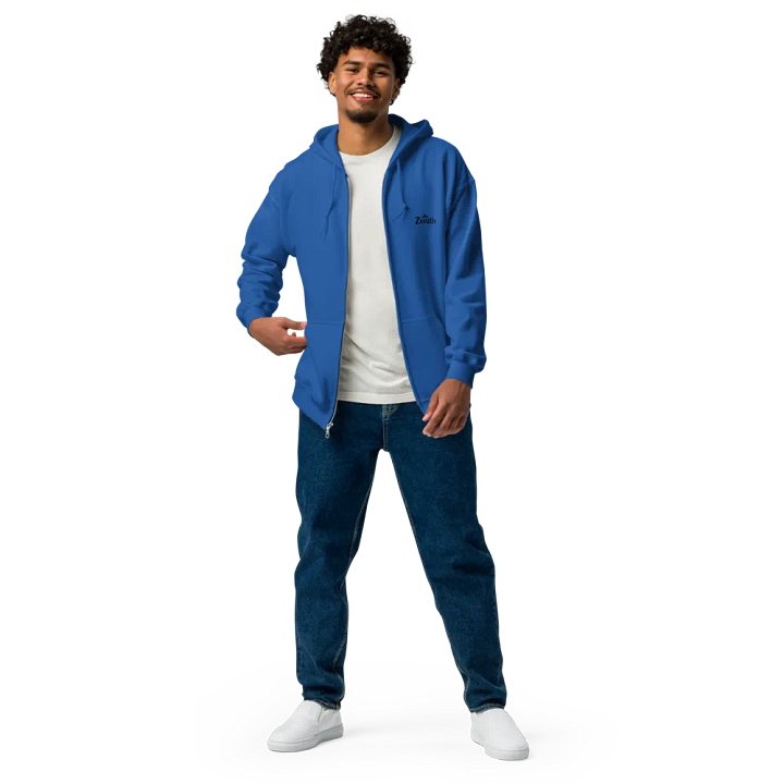 Unisex Heavy Blend Zip Hoodie with Zenith Script Design product image (2)