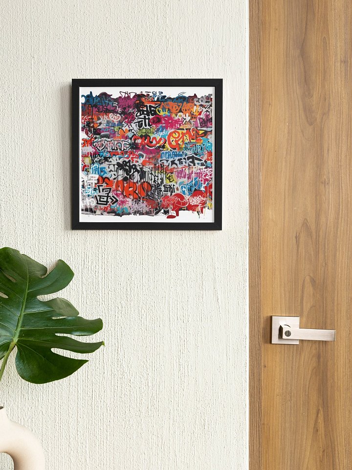 Contemporary Graffiti Collage Canvas Art, Vibrant Urban Street Artwork, Modern Home Decor Abstract Wall Art, Colorful Typographic Painting product image (2)