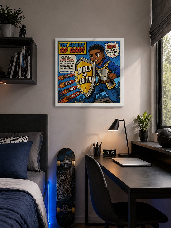 Shield of Faith – Armor of God Comic Canvas 16″×16″ product image (2)