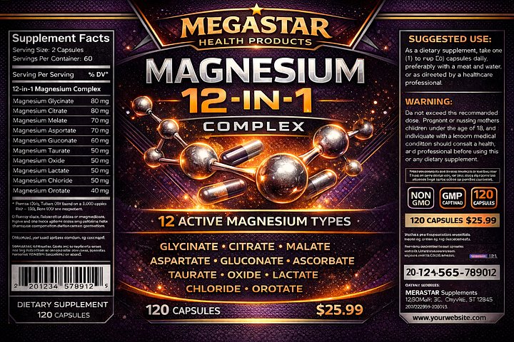 💥 Viral Sales Copy for Megastar Health Products Magnesium 12‑in‑1 Complex product image (1)