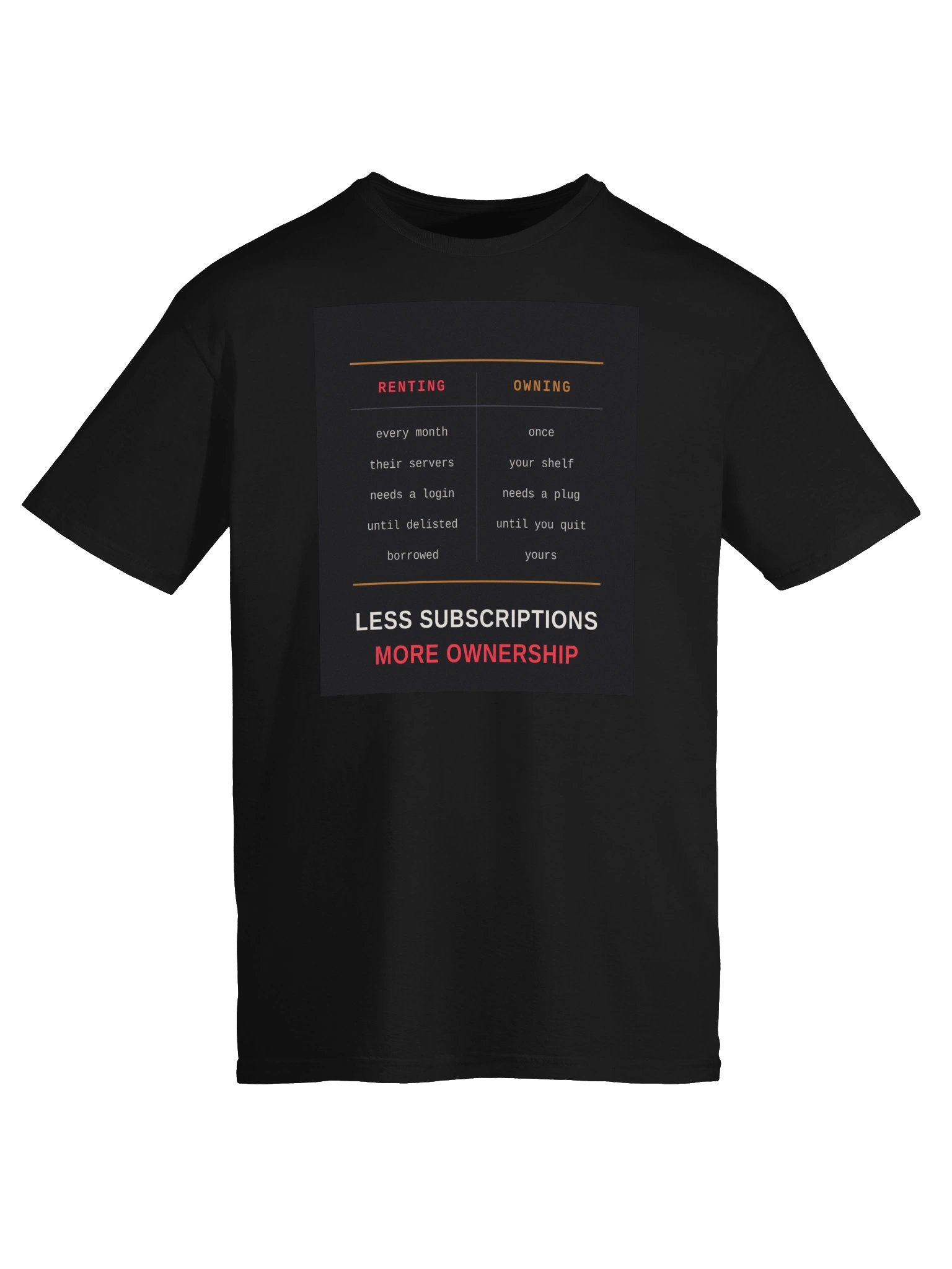 Less Subscriptions, More Ownership Tee product image (17)