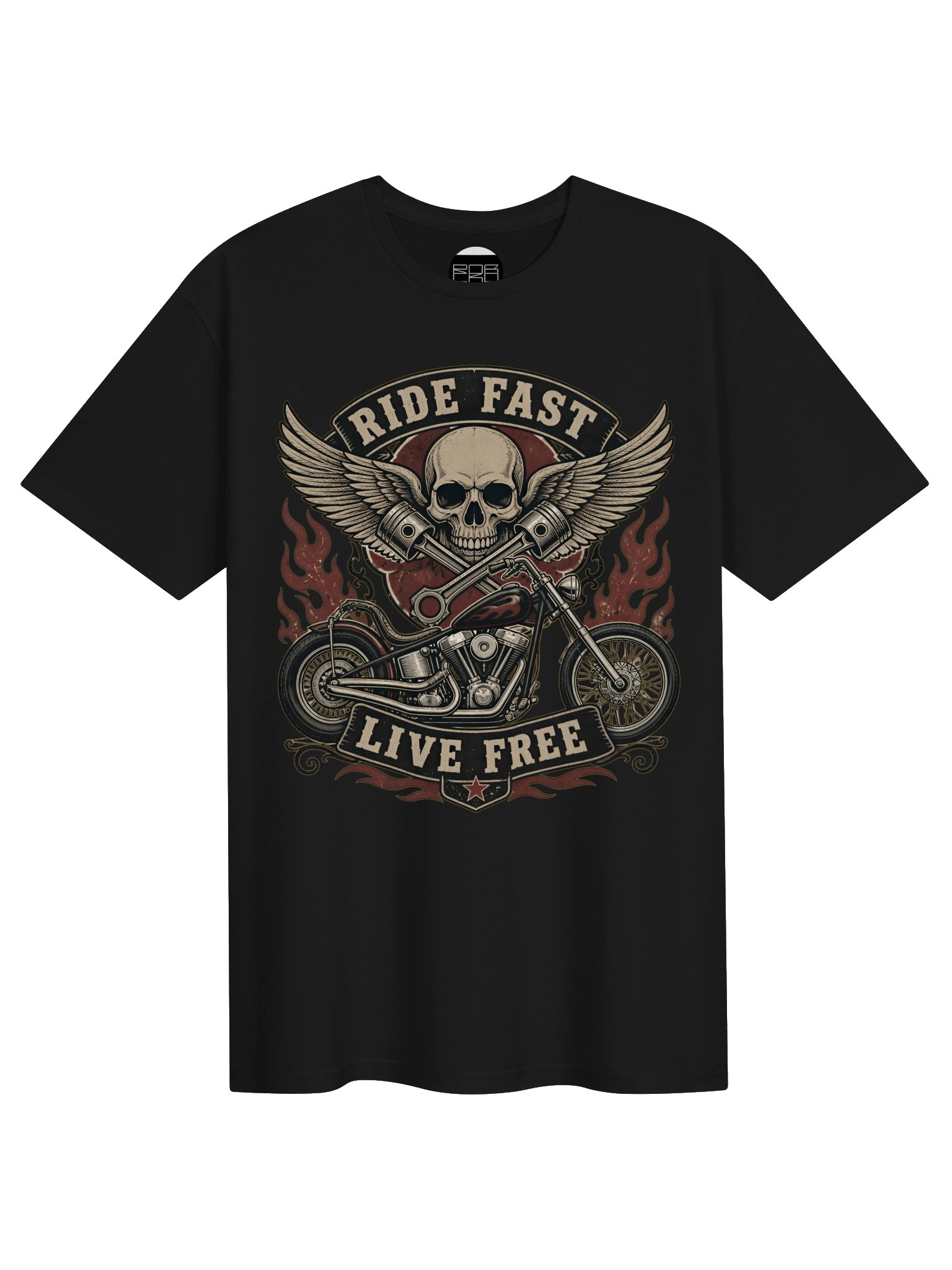 Ride Fast Live Free Biker Skull Tee product image (1)