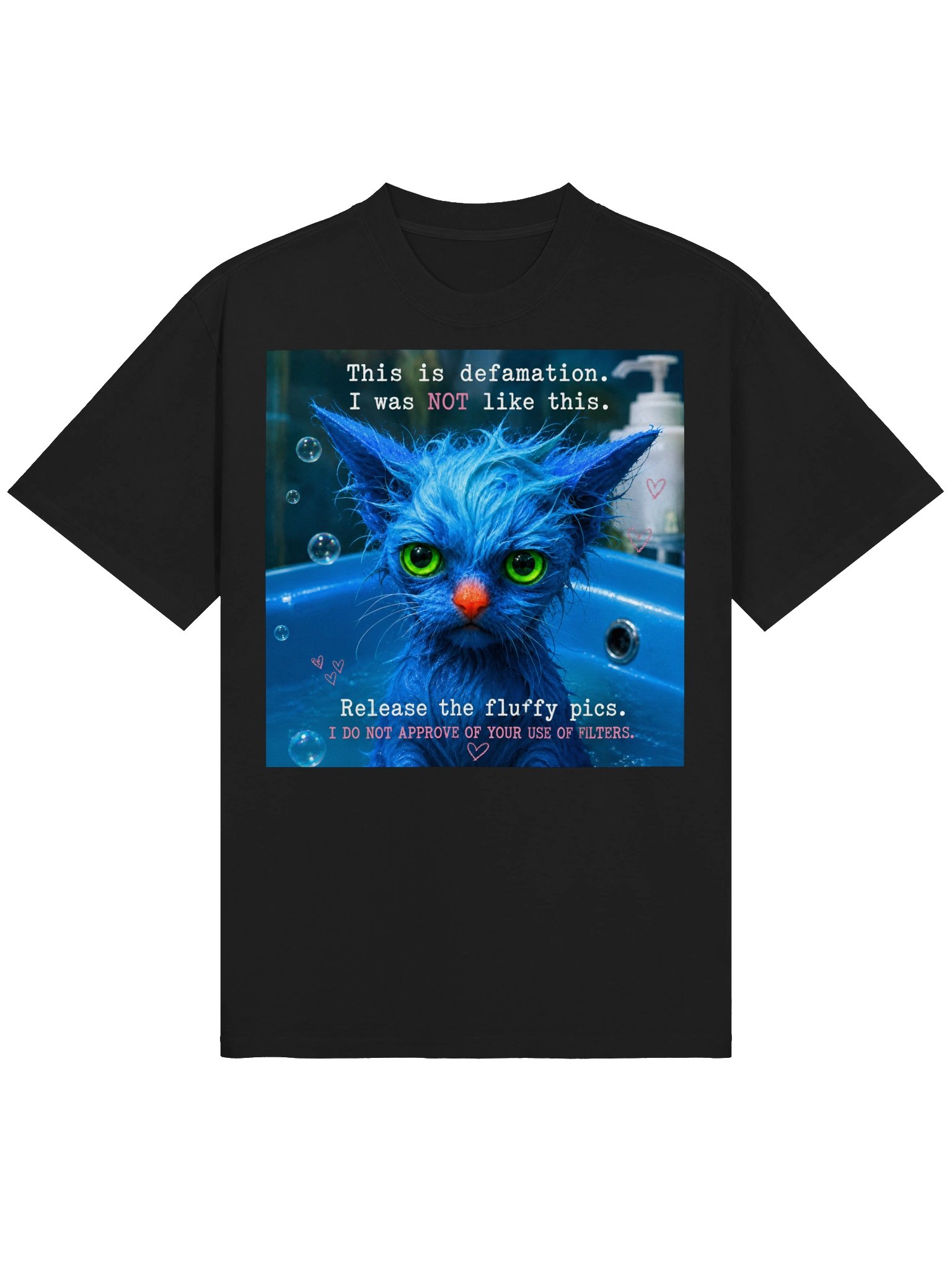 Funny Blue Cat T-Shirt | “This Is Defamation” Unisex Graphic Tee | Cute Grumpy Cat Gift product image (2)