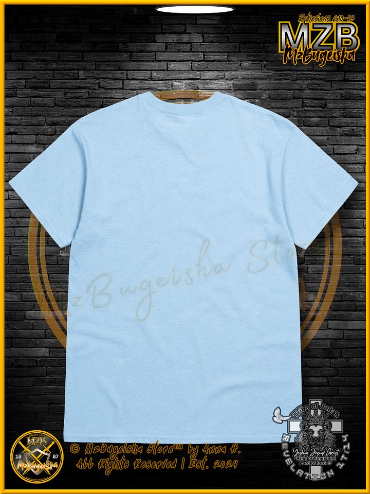 T-Shirt - MzBugeisha™ "Yeshua Jesus Christ King of kings " [V2/light-blue] Faith Based T-Shirt By Anna H. product image (2)