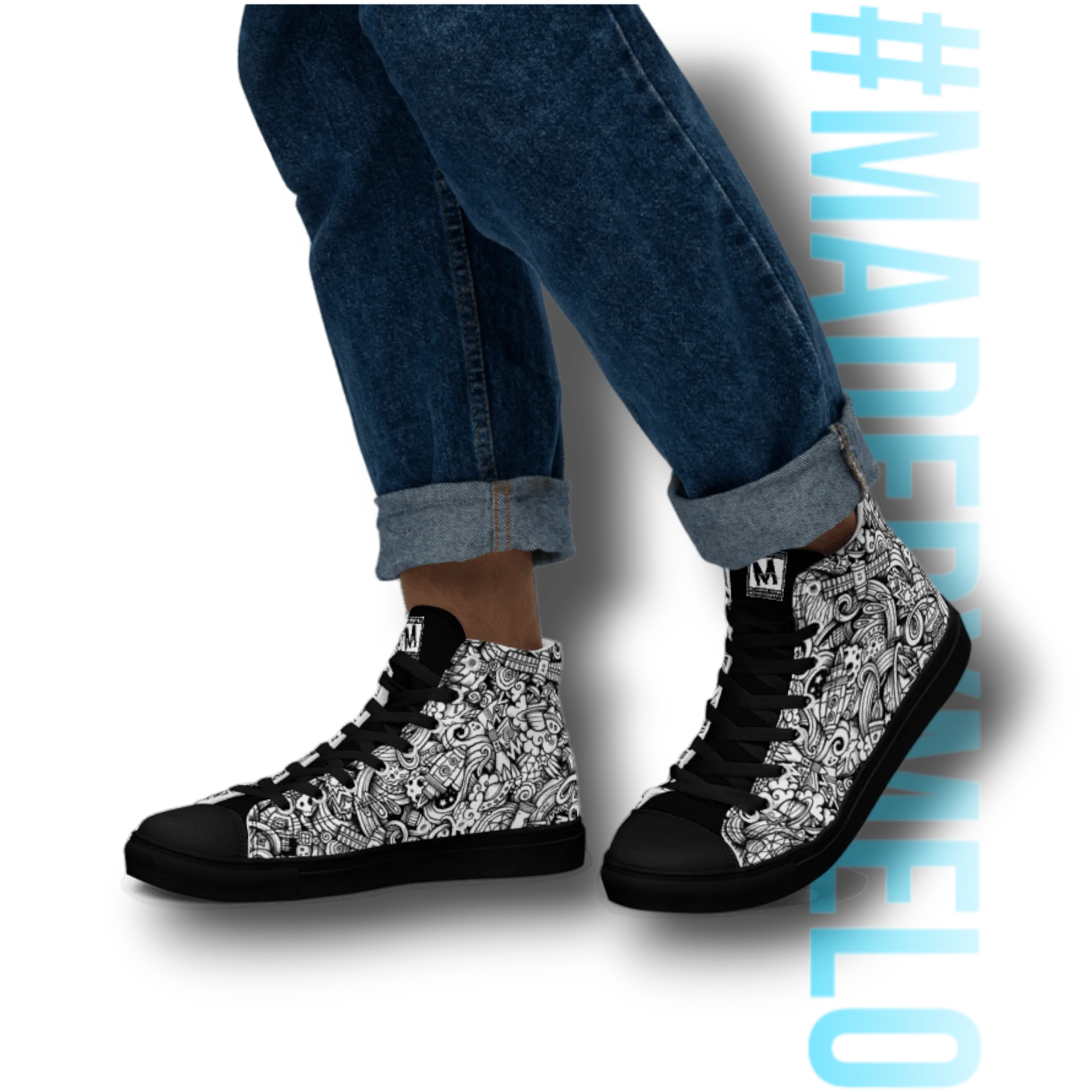 Dark Space Scribble - Men's High Tops | #MadeByMELO product image (2)
