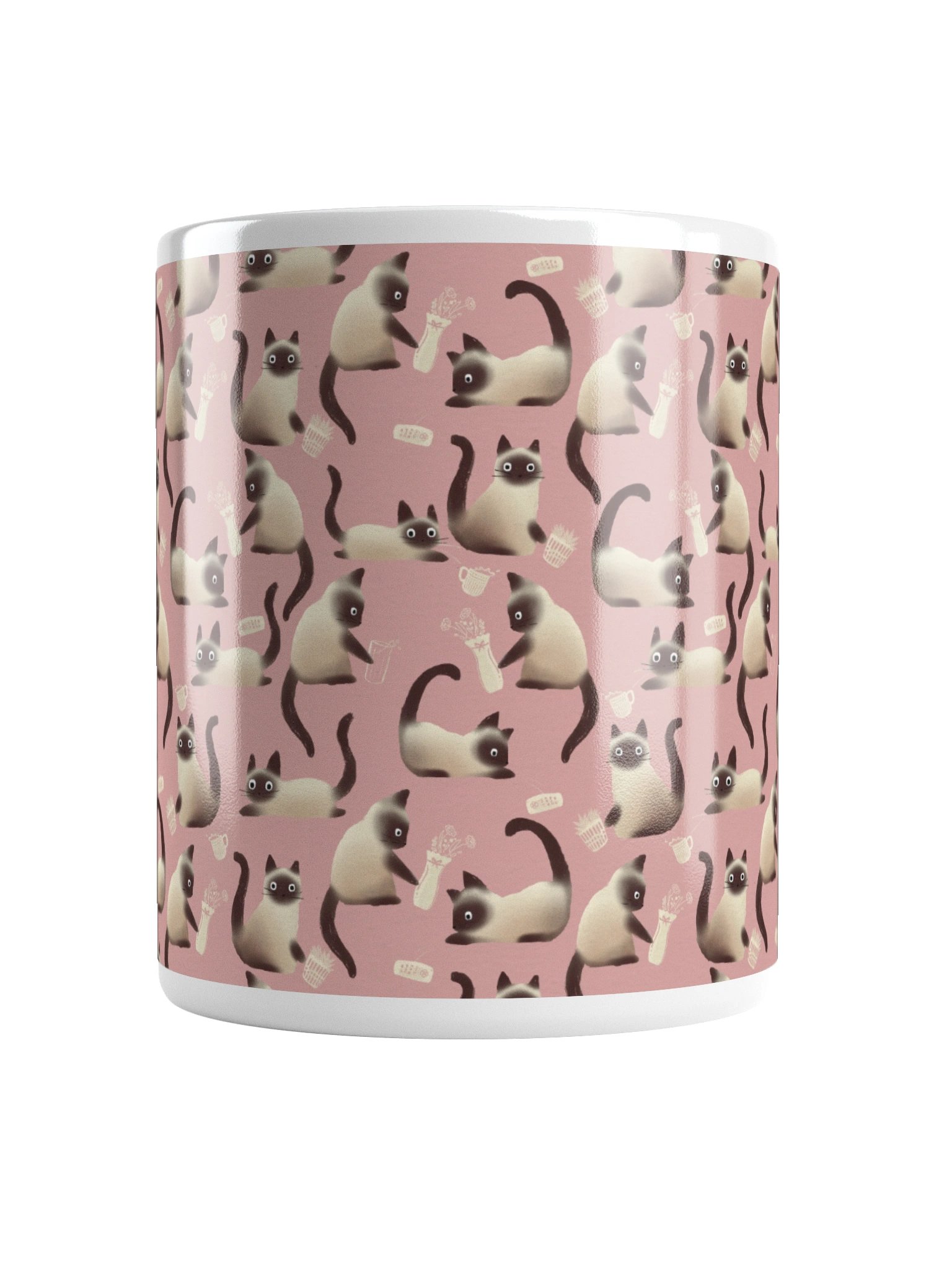 Bad Siamese Cats Knocking Stuff Over Coffee Mug, Pink product image (6)