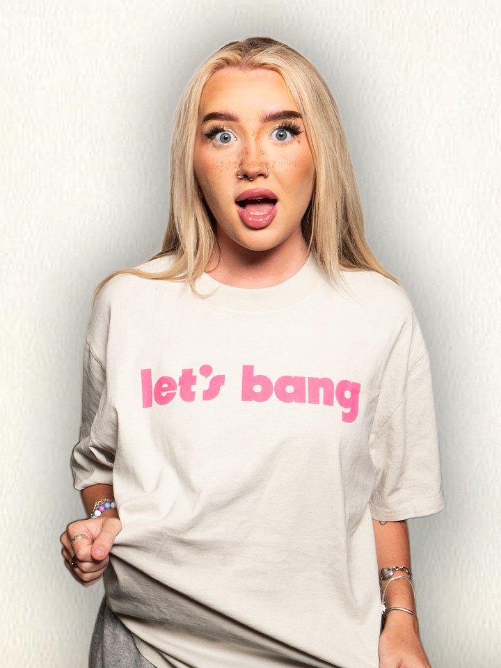 let's bang. white/pink, oversized tee product image (1)